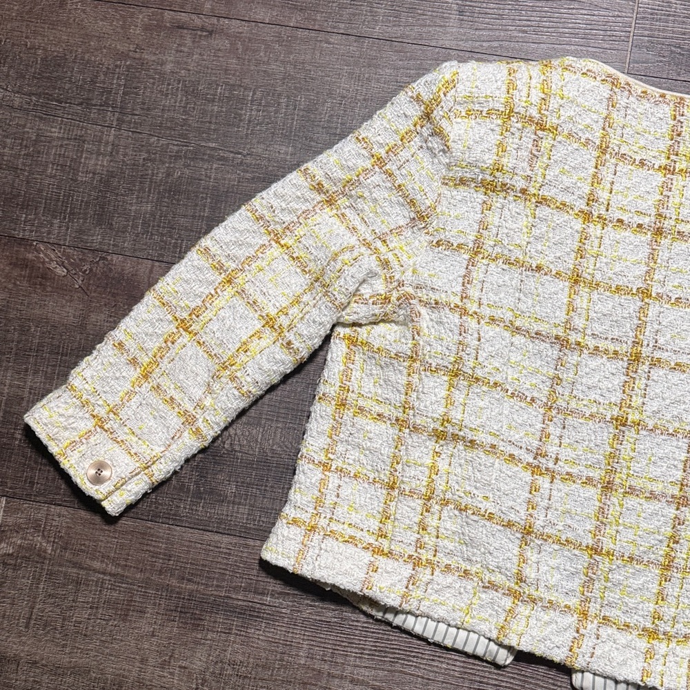 CAbi Women's Yellow and White Plaid Blazer - Picture 10 of 12